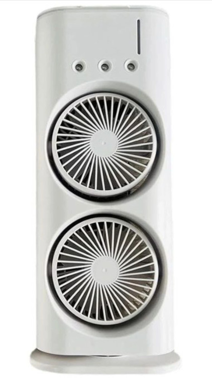 Rechargeable fan with dual fans with 3 rotating throw