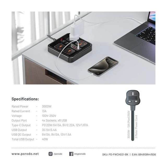 چندراهی برق پرودو مدل PD-FWCH021-BK